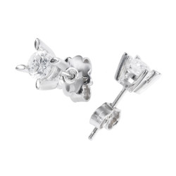 14K White Gold Moissanite Stone Earrings