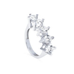2.45 Carat Moissanite Diamond Five Stone 14 Carat Gold Ring