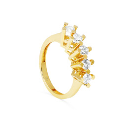 5 Moissanite Diamond 14 Carat Gold Ring