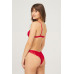 Red Lace Thin Strap Covered Stone Detailed Women's Bra Set