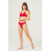 Red Lace Thin Strap Covered Stone Detailed Women's Bra Set