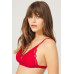 Red Lace Thin Strap Covered Stone Detailed Women's Bra Set