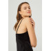 Black Lace Thin Strap Velvet Women's Nightgown