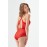 Red Snap Lace Transparent Back Cross String Bodysuit