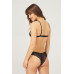 Black Lace Thin Strap Covered Stone Detailed Women's Bra Set