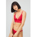 Red Lace Transparent Non-wired Women's Bra Set