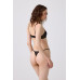 Black Floral Embroidered Underwire Thong Panty Women's Bra Set