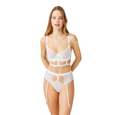 White Lace Adjustable Transparent Women's Bra Set