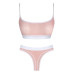 White Elastic Detailed Transparent Tulle Adjustable Strap Women's Bra Set