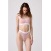 White Elastic Detailed Transparent Tulle Adjustable Strap Women's Bra Set