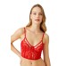 Red Adjustable Elastic Underwire Transparent Lace Bralet